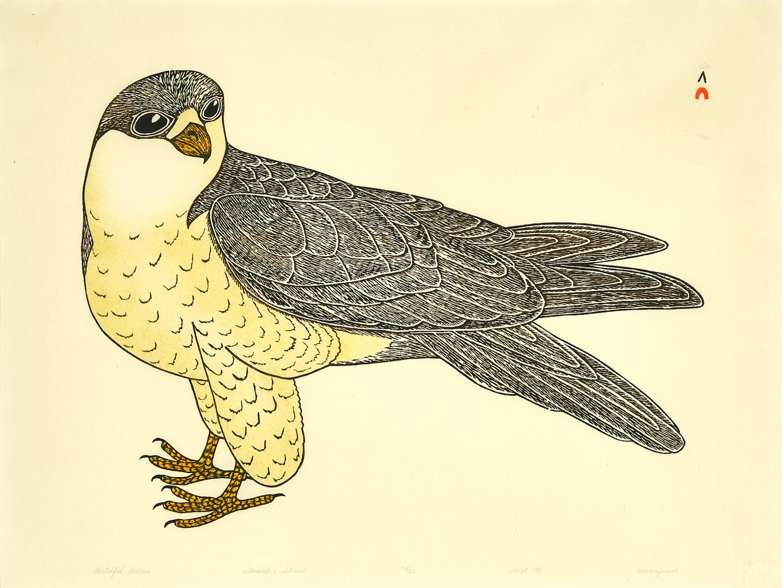 Kananginak Pootoogook (1935-2010) - Watchful Falcon