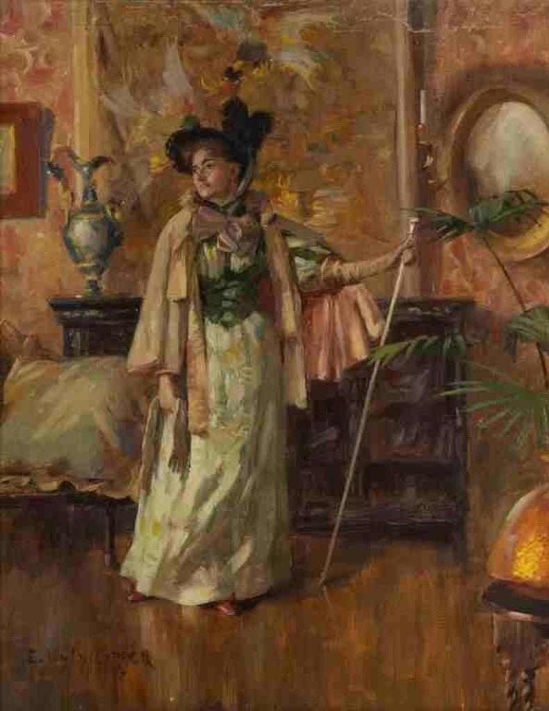 Sir Edmond Wyly Grier (1862-1957) - Portrait of a Woman Standing in an Interior