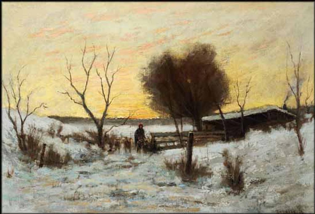 Arthur Dominique Rozaire (1879-1922) - Shepherd and his Flock, Winter
