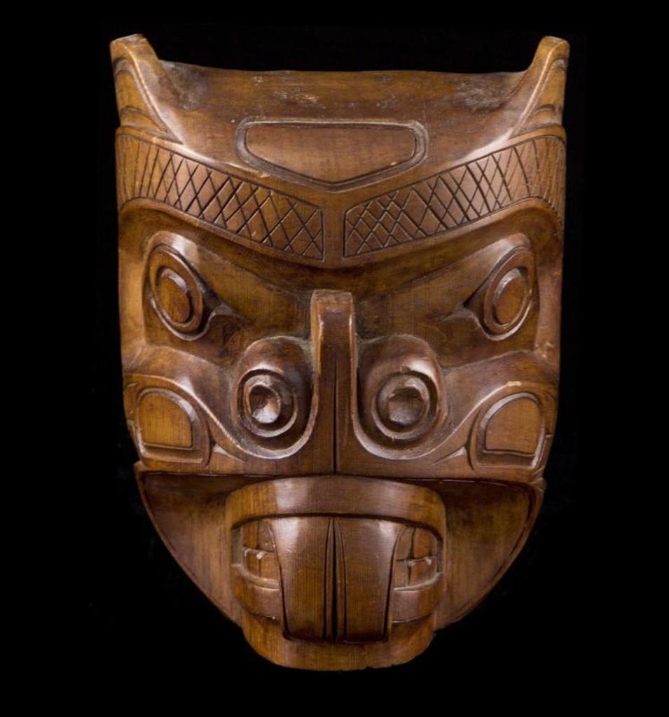 Ozzie Matilpi - a carved and stained cedar Beaver mask