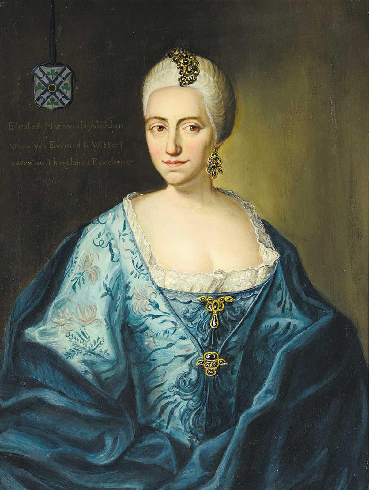 Dutch School - Elisabeth Maria van Duynkercken vrouw van Everard B. Wittert heere van thoogland and Emeclaer, 1760