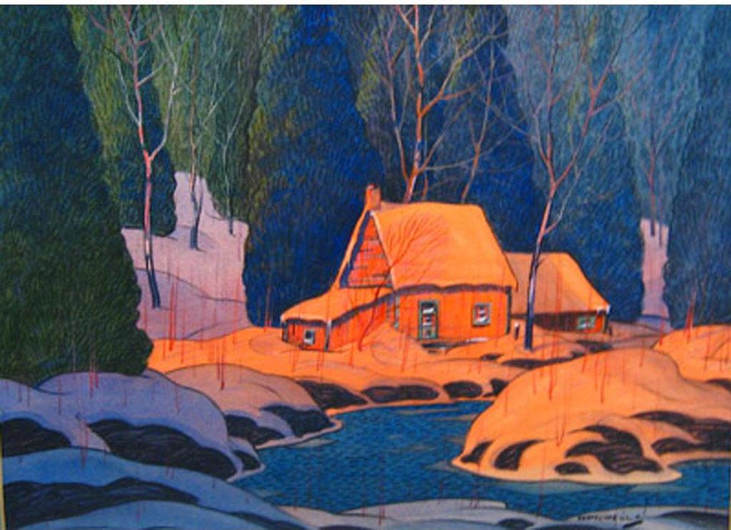 Graham Norble Norwell (1901-1967) - Winter Landscape (Glowing Orange)