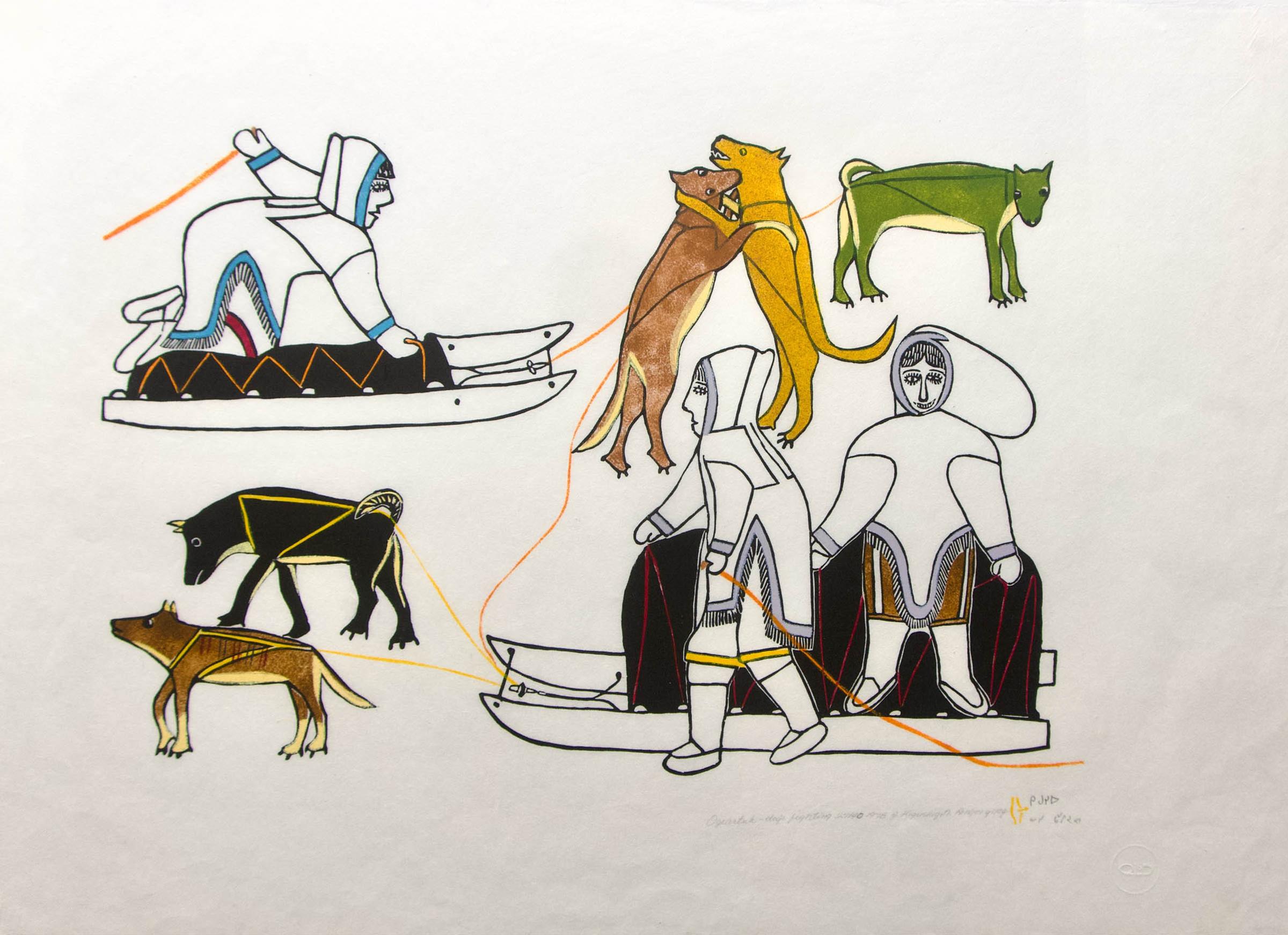 Janet Kigusiuq (1926-2005) - Ogeratuk - Dogs Fighting