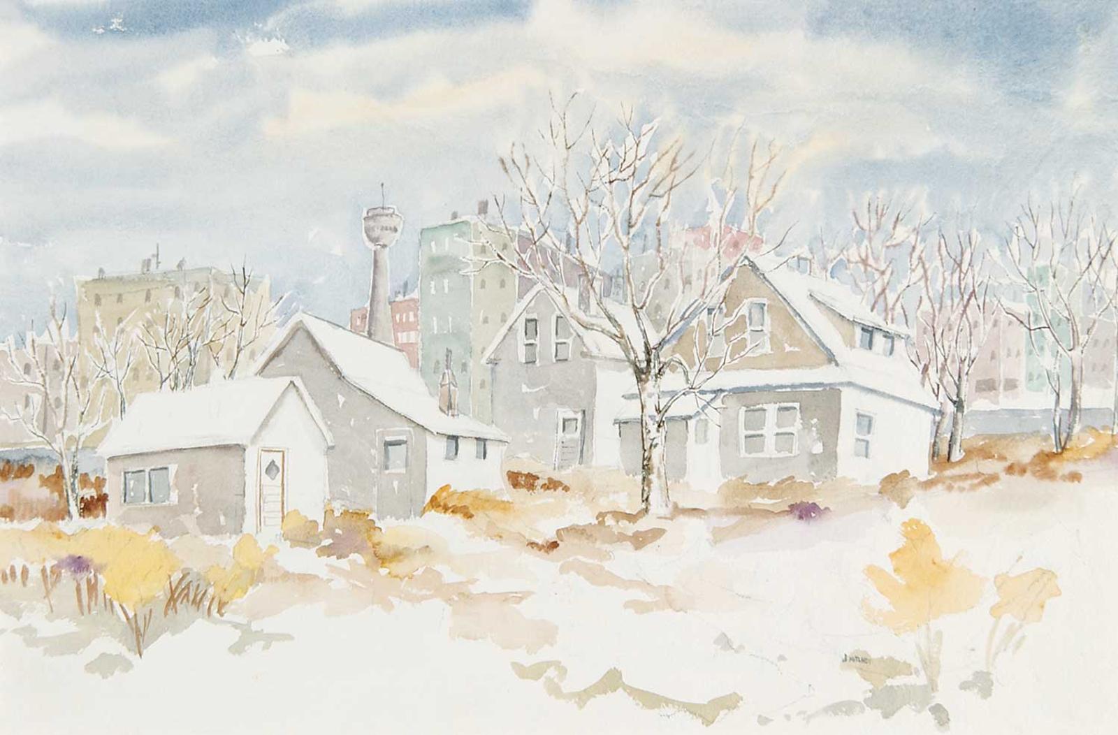 Janet Mitchell (1915-1998) - Untitled - Calgary Backyards