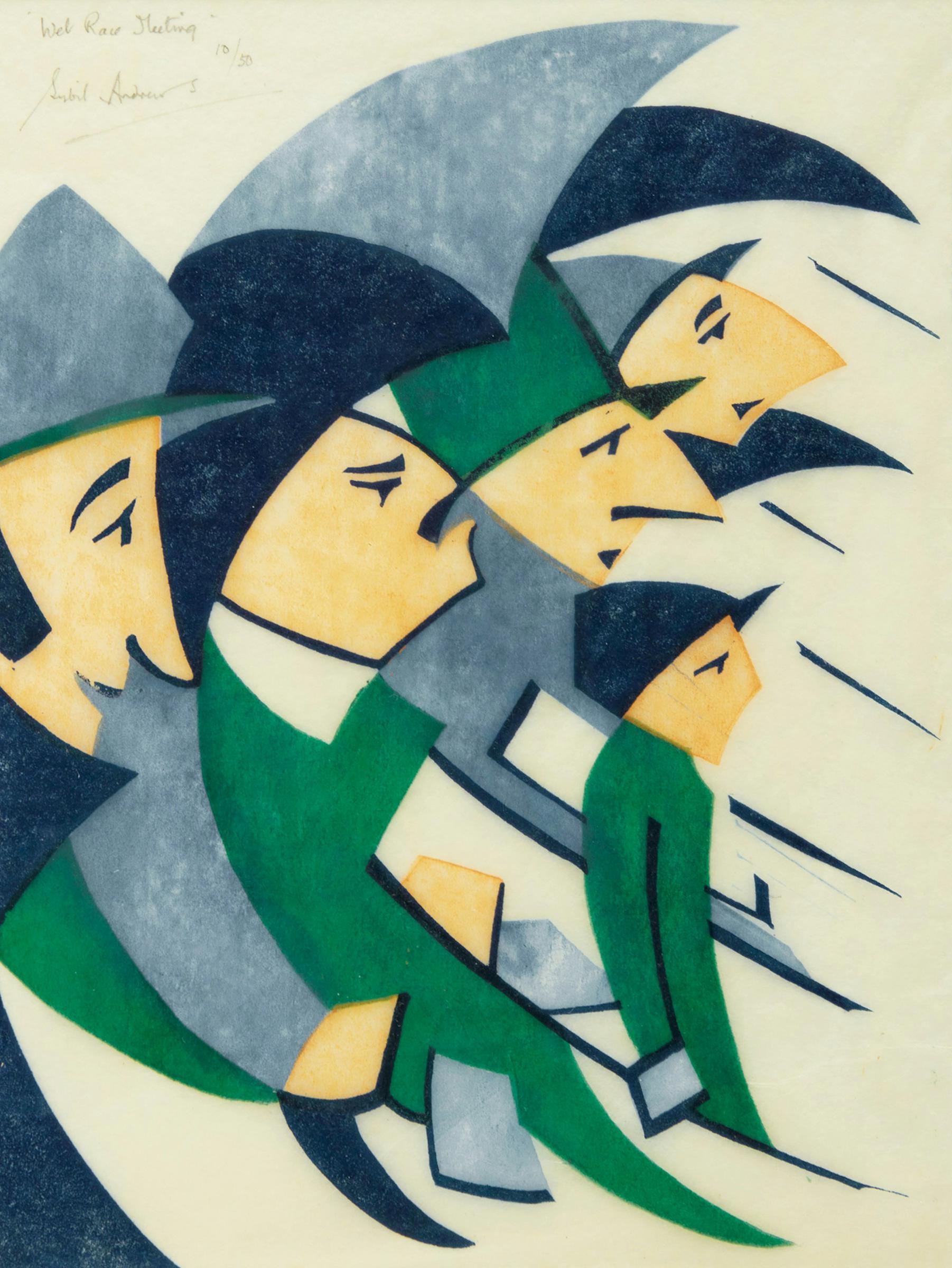 Sybil Andrews (1898-1992) - Wet Race Meeting