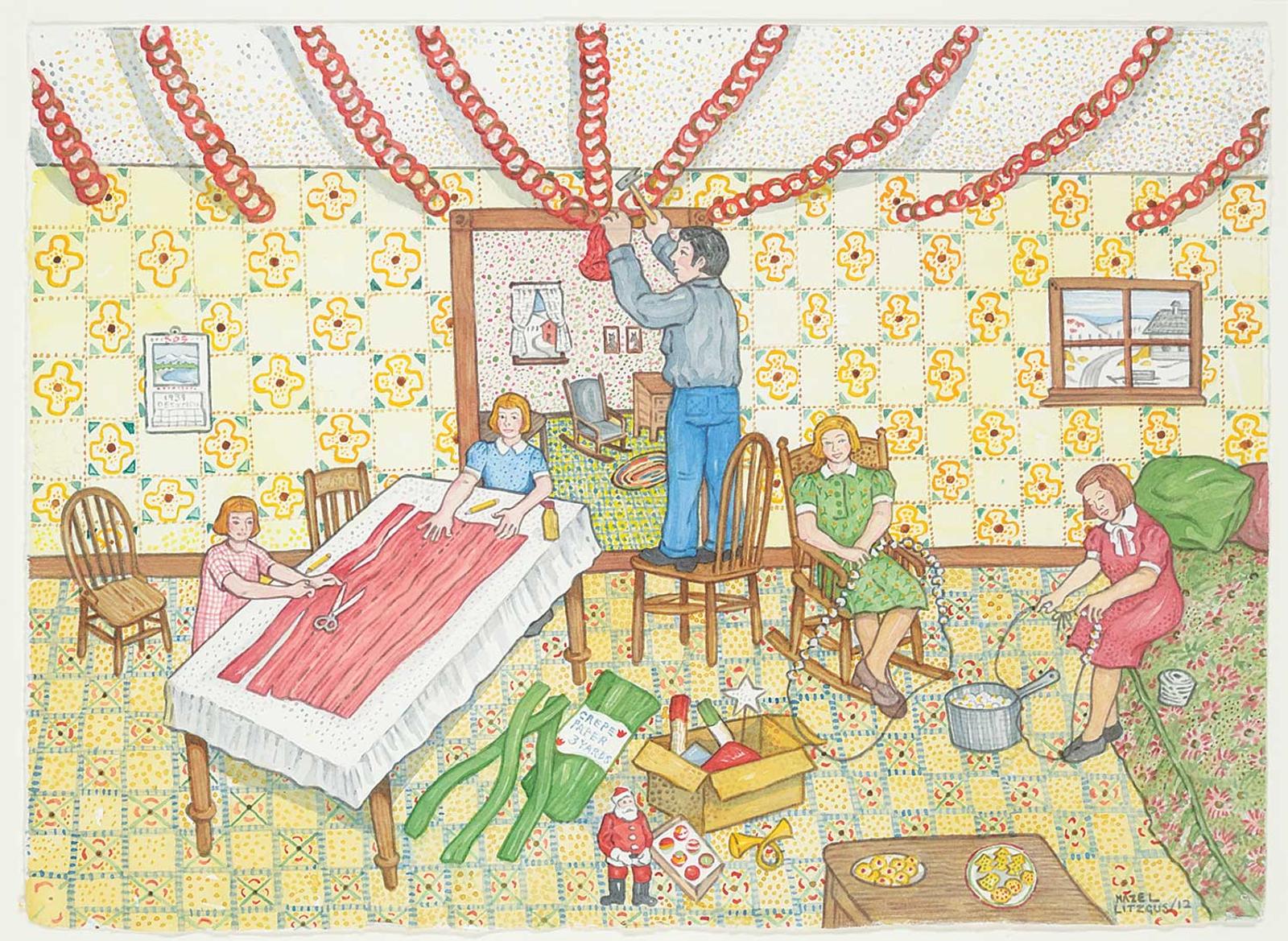 Hazel Georgina Litzgus (1927) - Decorating for Christmas