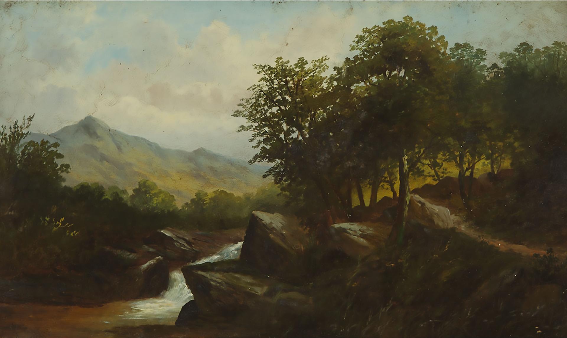 George William Bates (1930-2009) - Rapids Between A Rocky Landscape