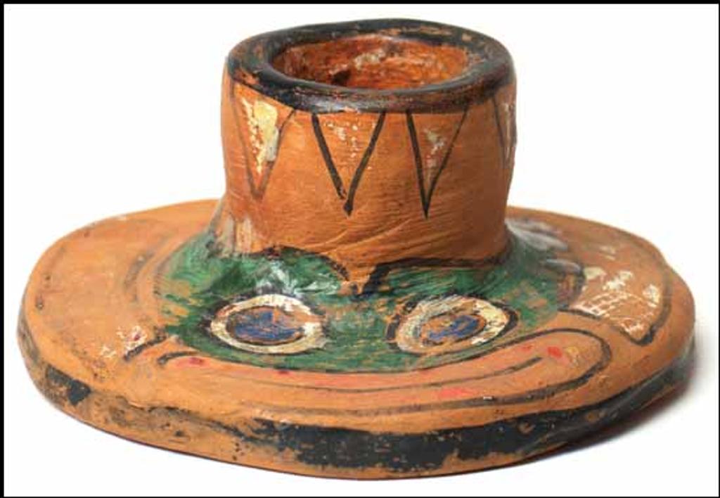 Emily Carr (1871-1945) - Klee Wyck Ceramic Candlestick - Frog Motif