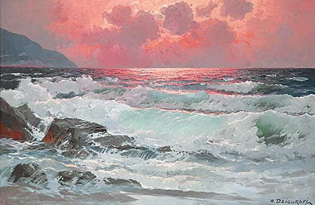 Alexander Dzigurski (1911-1995) - Untitled - Sunset and Waves