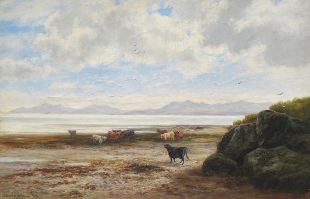 William Beatty Brown (1831-1909) - Scottish Coastal Scene With Cows; 1883