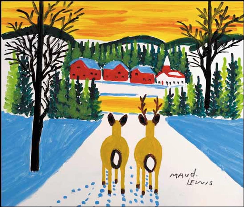 Maud Kathleen Lewis (1903-1970) - Two Deer in the Snow