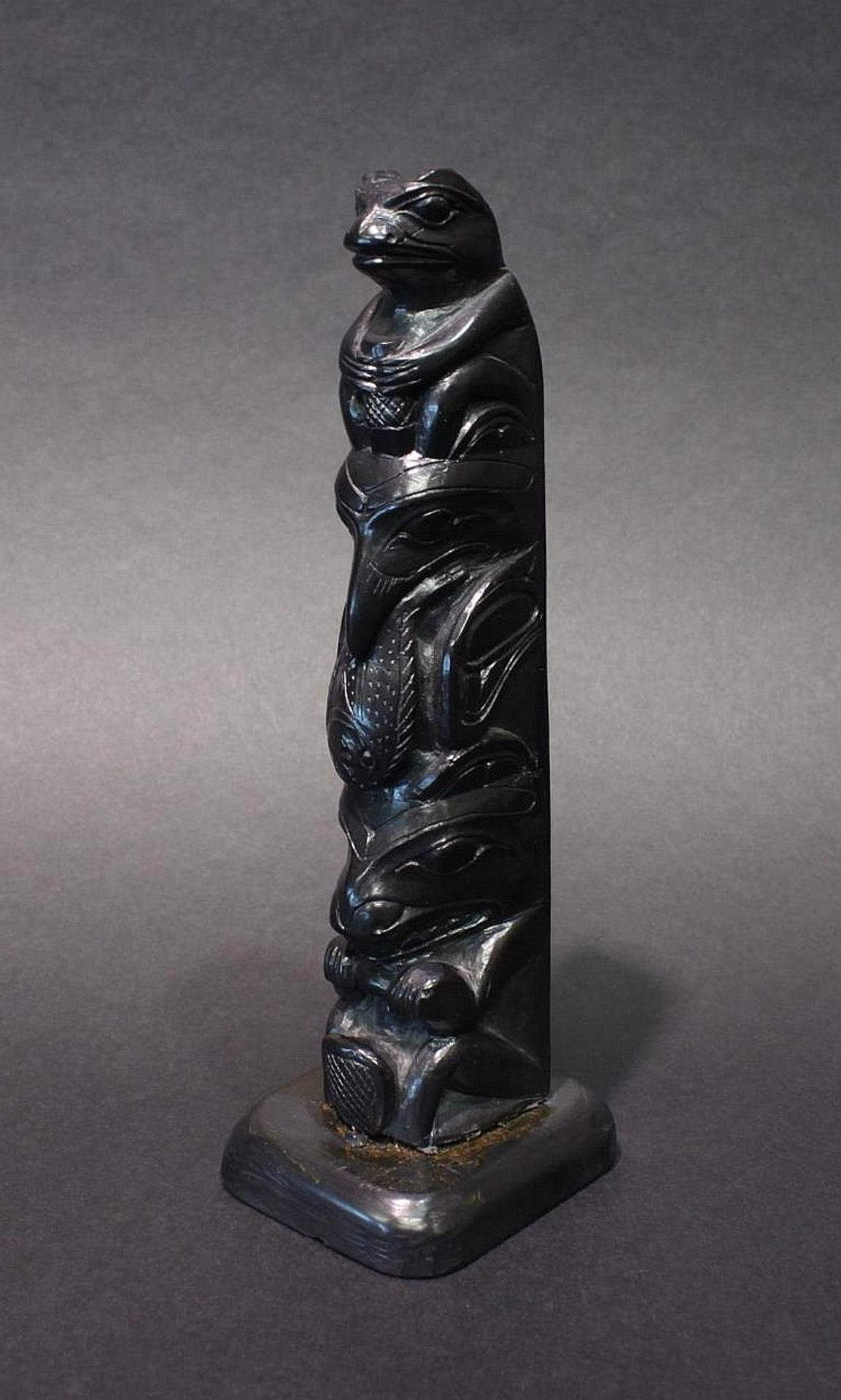 Louis Collinson (1881-1970) - argillite three figure pole