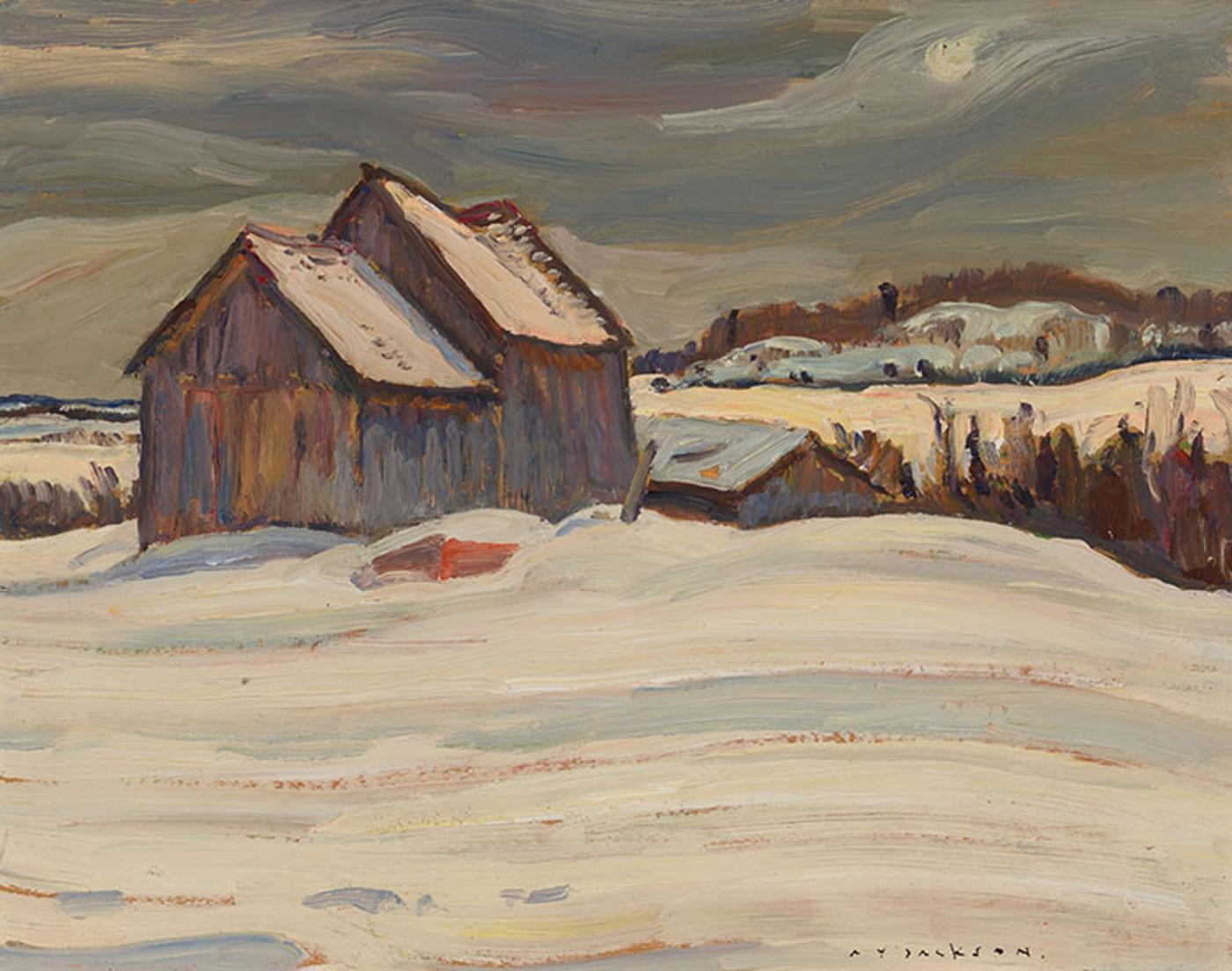 Alexander Young (A. Y.) Jackson (1882-1974) - Farm at Gracefield, Que. / Shoreline Landscape (verso)