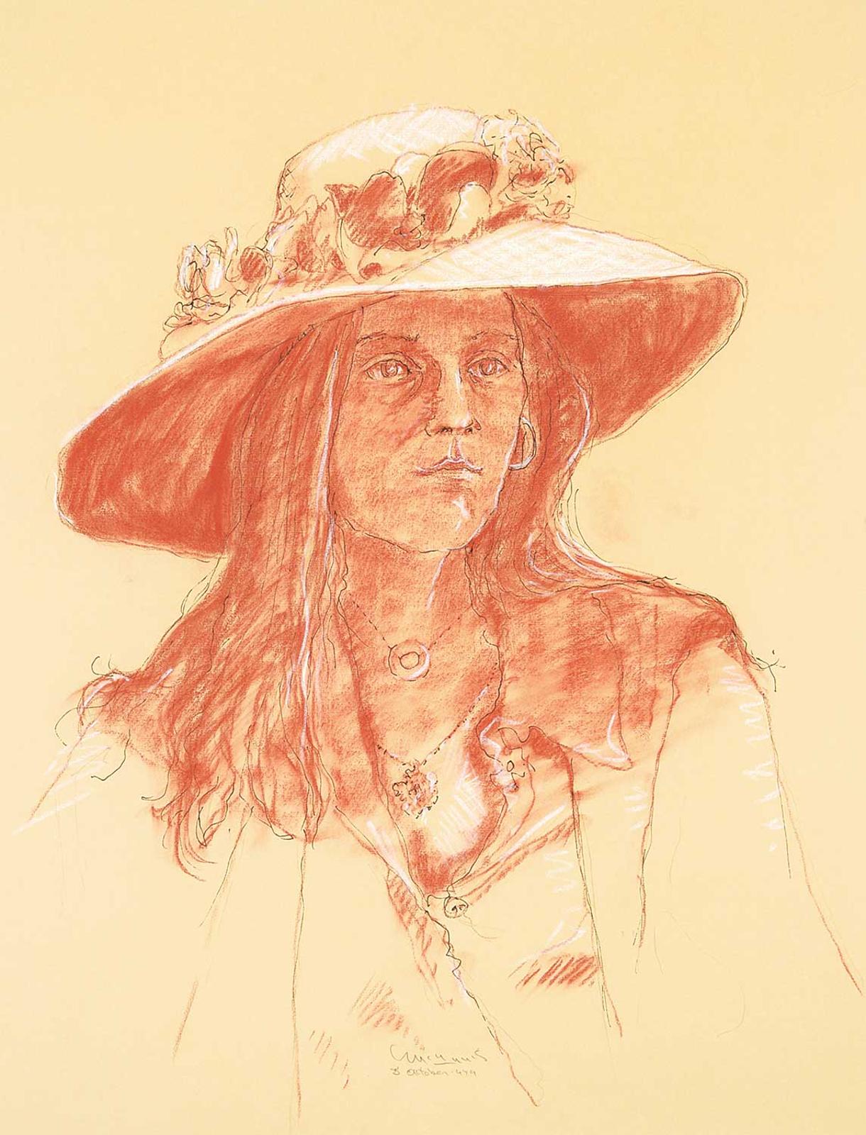 Robert F.M. McInnis (1942) - Untitled - Woman with a White Summer Hat