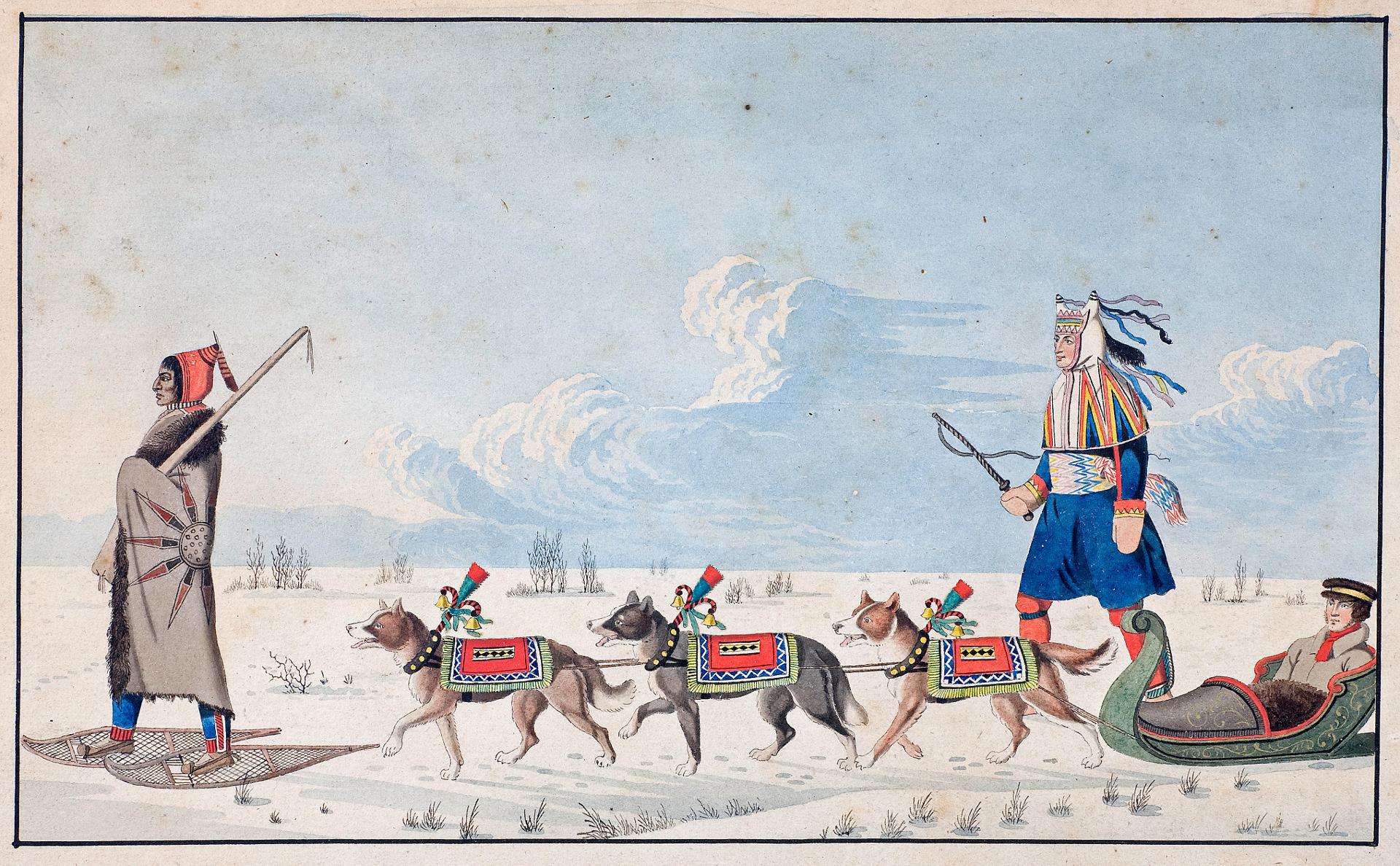 Peter Rindisbacher (1806-1834) - A Dog Cariole only used in winter by Canadian Indians