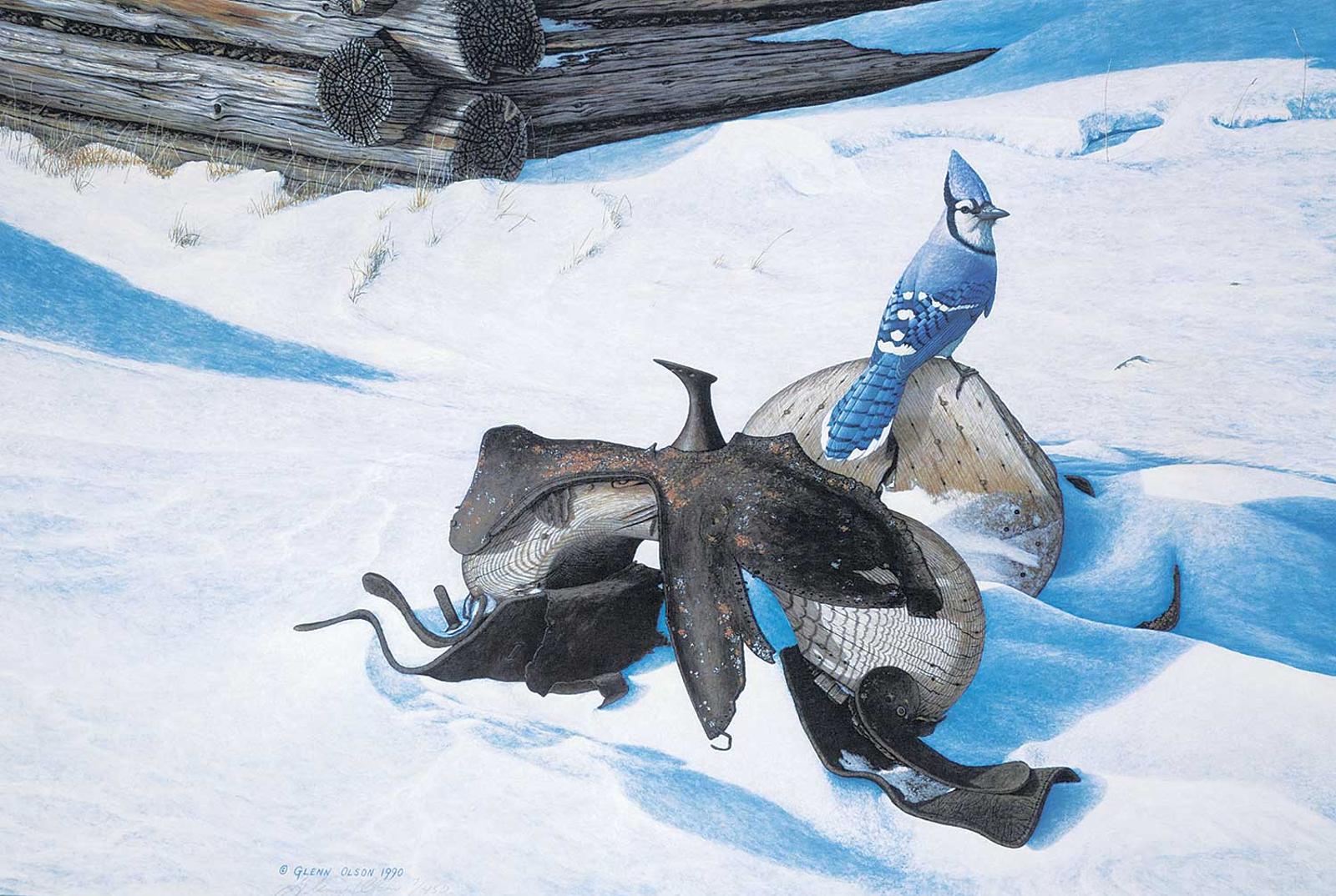 Glenn Olson (1945) - Untitled - Winter Blue Jay  #7/450