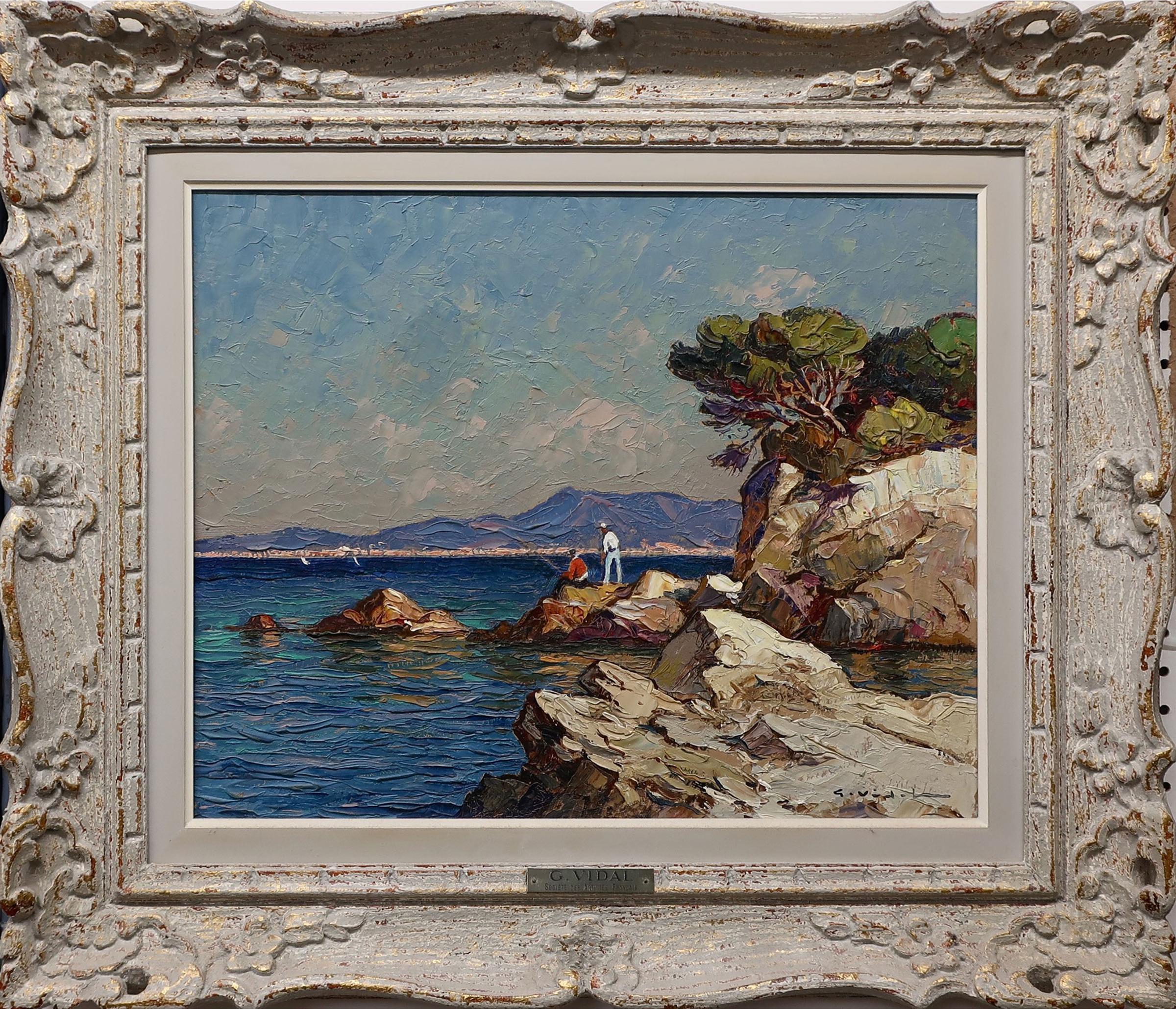 Gustave Vidal (1895-1966) - Untitled (Rocky Shore With Fishermen)