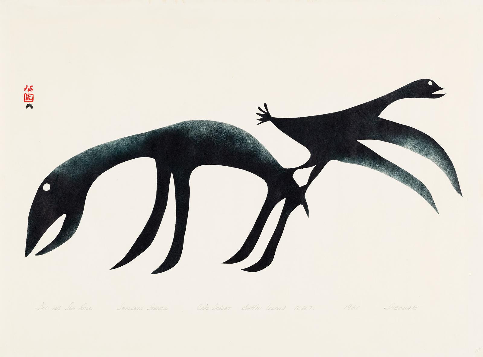 Sheouak Petaulassie (1923-1961) - Dog And Sea Gull