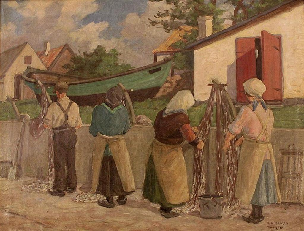 Axel Johansen (1872-1938) - Mending Nets