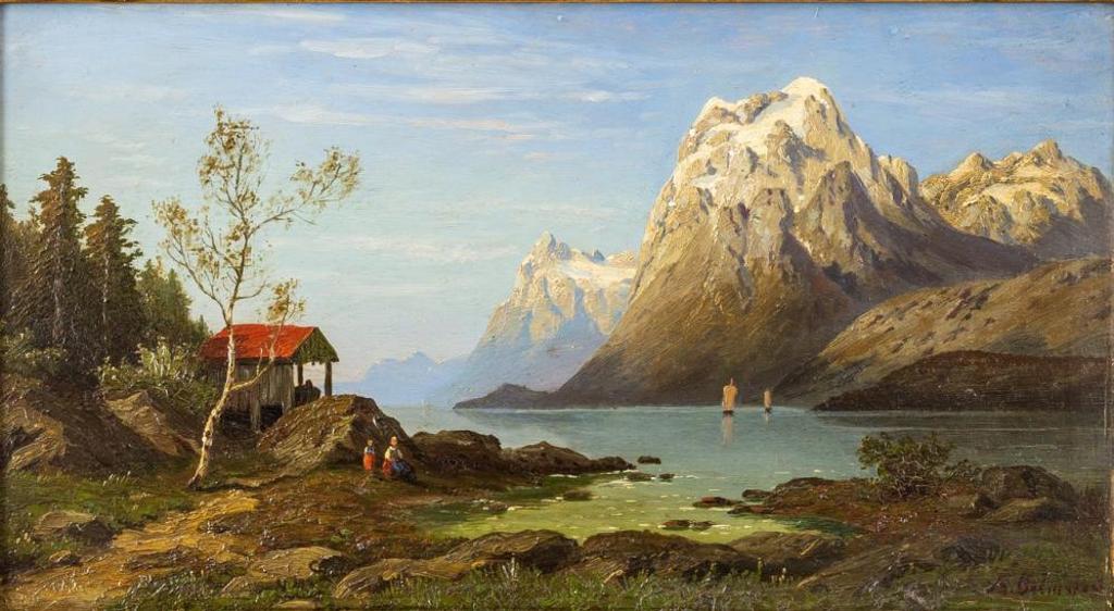 Karl vel Charles Marchand Kaufmann (1843-1901) - Norwegian Fjord Landscape