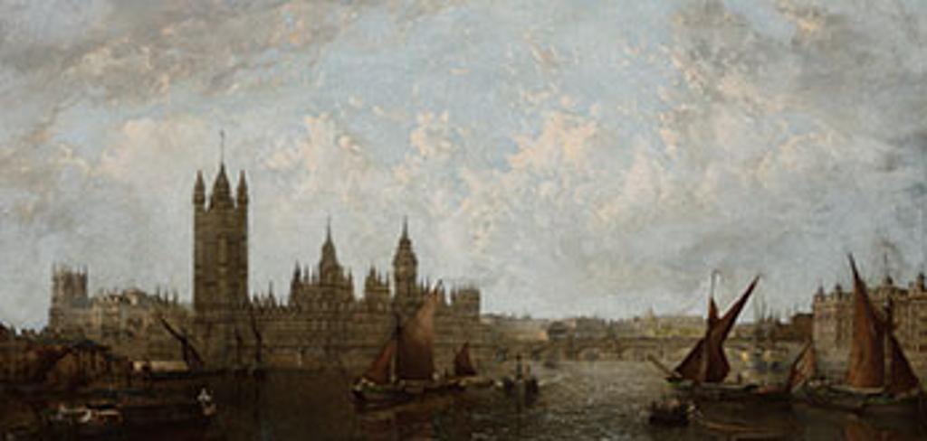 John MacVicar Anderson (1835-1915) - House of Parliament from the River Thames