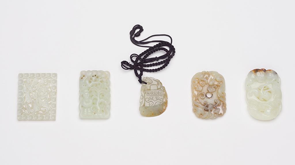 Chinese Art - Five Chinese Jade Pendants, 19th/20th Century