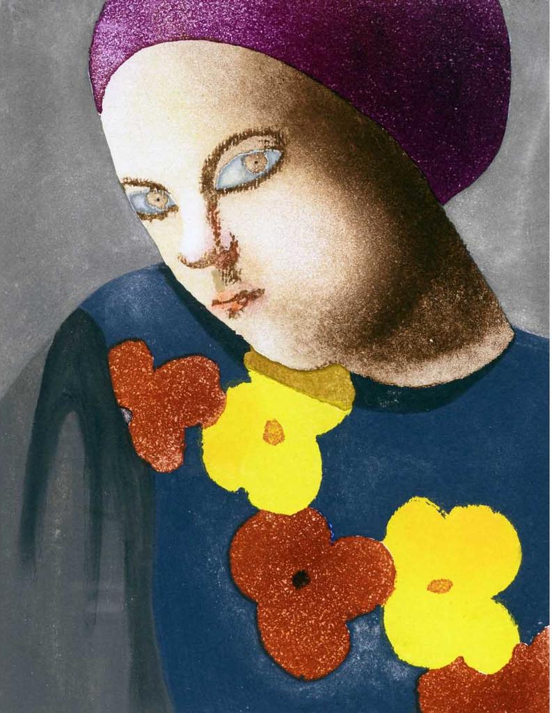 Louise Scott (1936-2007) - Tete fleur jaune