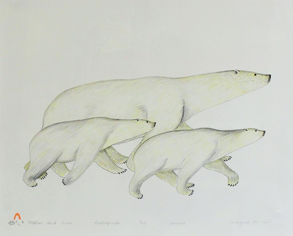 Kananginak Pootoogook (1935-2010) - Mother And Cubs; 1977