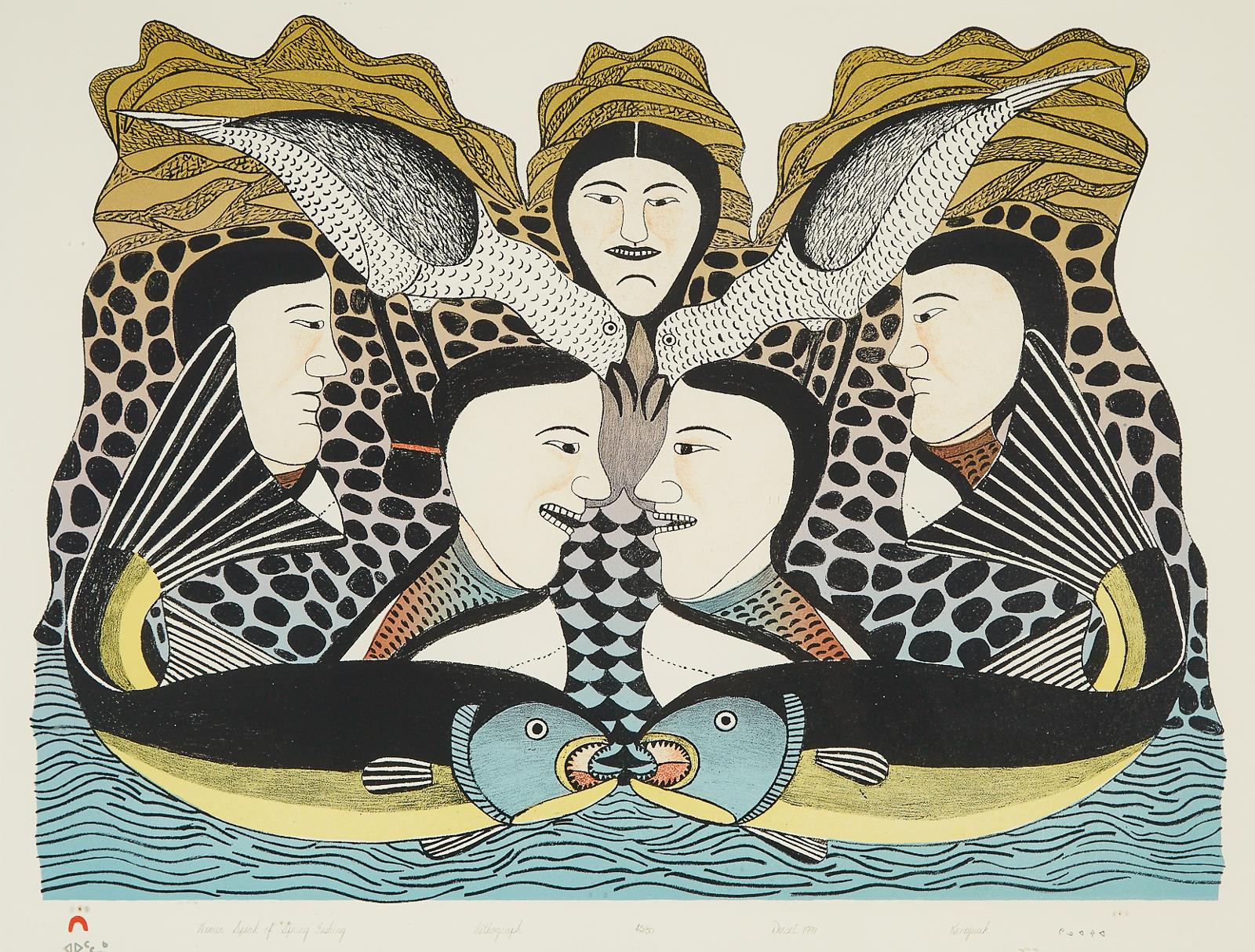 Kenojuak Ashevak (1927-2013) - Women Speak Of Spring Fishing
