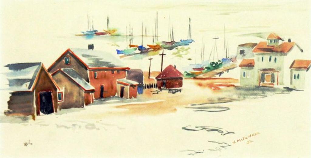 Janet Mitchell (1915-1998) - Fishing Village; 1952