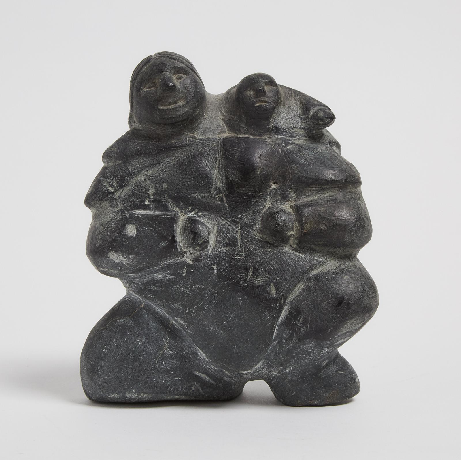 Tuna Iquliq (1935-2015) - Crouching Mother With Baby In Amaut