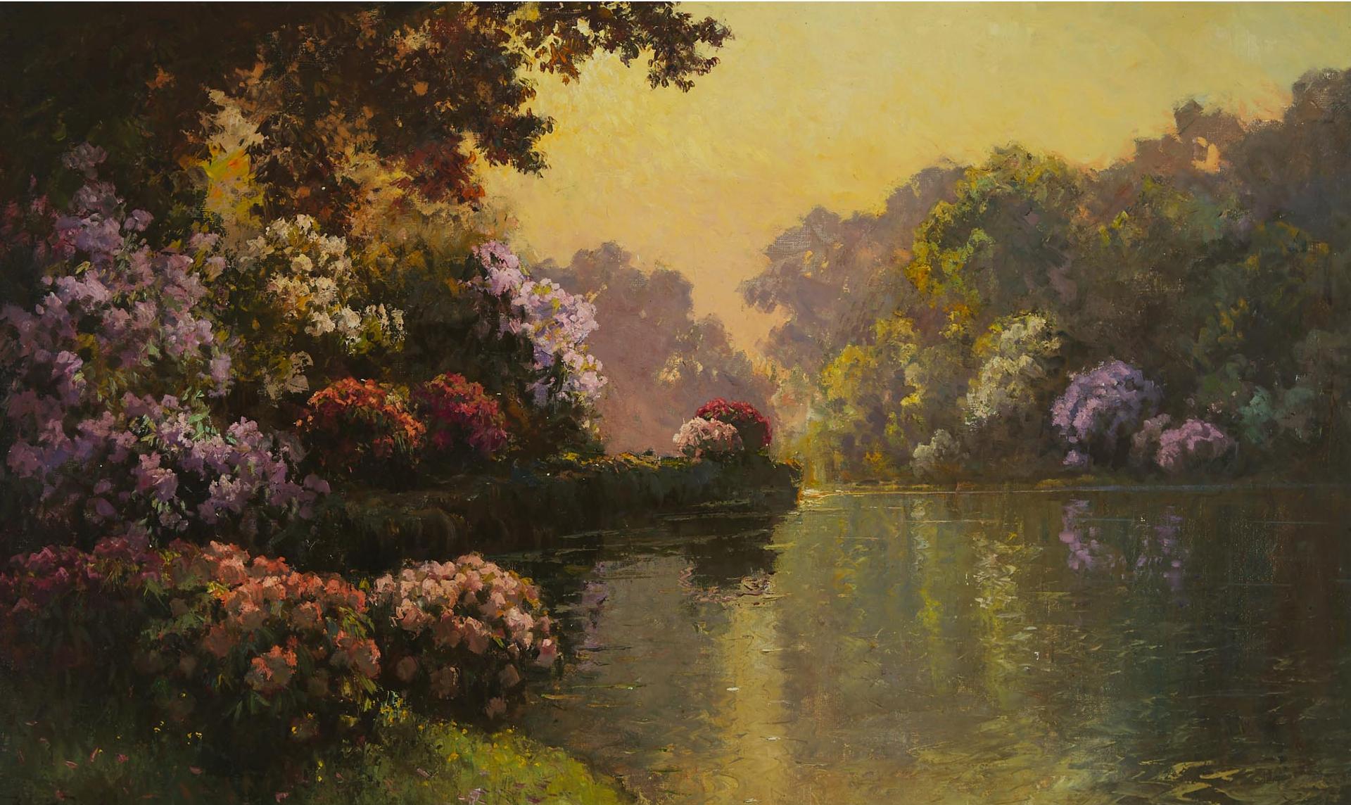 Jenö Karpathy (1870-1950) - Spring Blooms On The Banks Of The River Seine