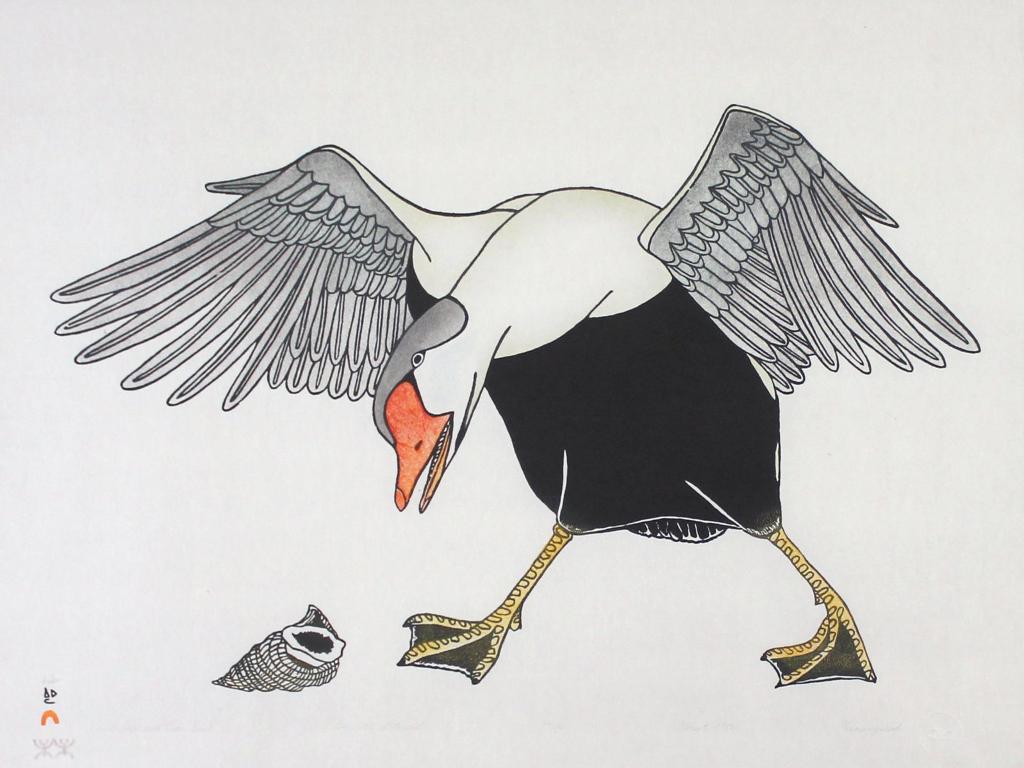 Kananginak Pootoogook (1935-2010) - Snail Shell And Eider Duck; 1988