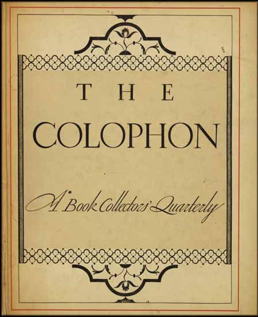 David Browne Milne (1882-1953) - The Colophon: A Book Collector's Quarterly / Painting Place