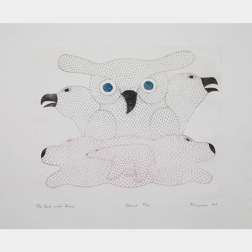 Kenojuak Ashevak (1927-2013) - The Owl With Bears