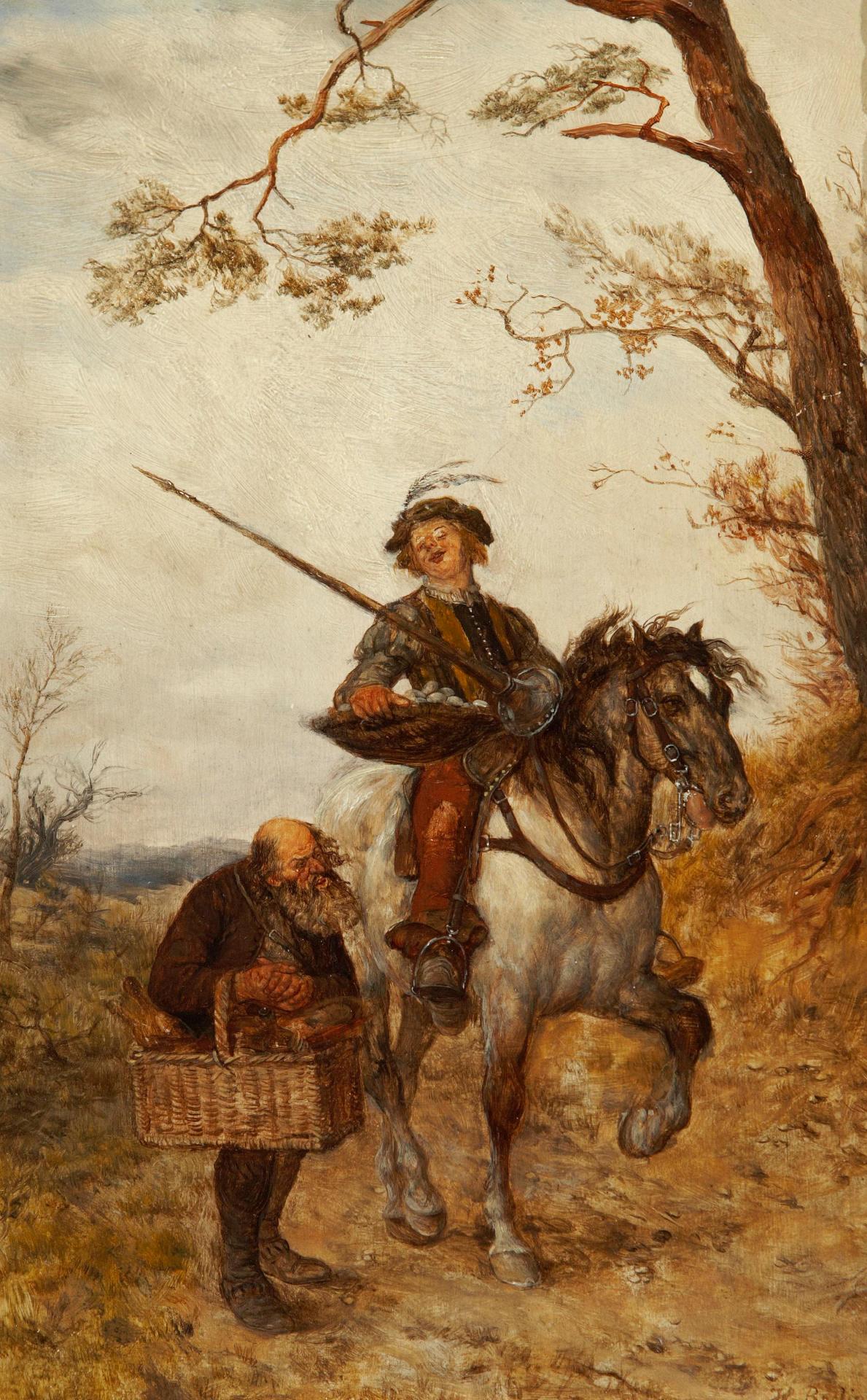 Heinrich Breling (1849-1914) - A Knight taking provisions from an old peasant