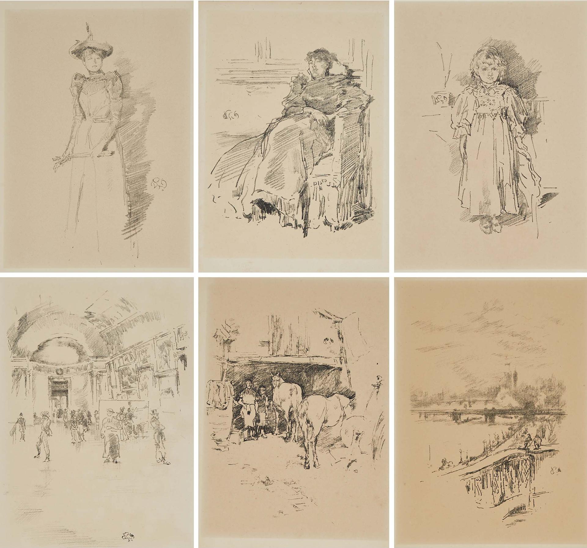 James Abbott McNeill Whistler (1834-1903) - SIX PLATES FROM THE STUDIO AND ART JOURNAL  [WAY, 26, 68, 110, 52; LEVY, 40, 96, 159, 83, 164; SPINK 35, 107, 146, 124] 1890; 1894 (2); 1896 (2); 1895