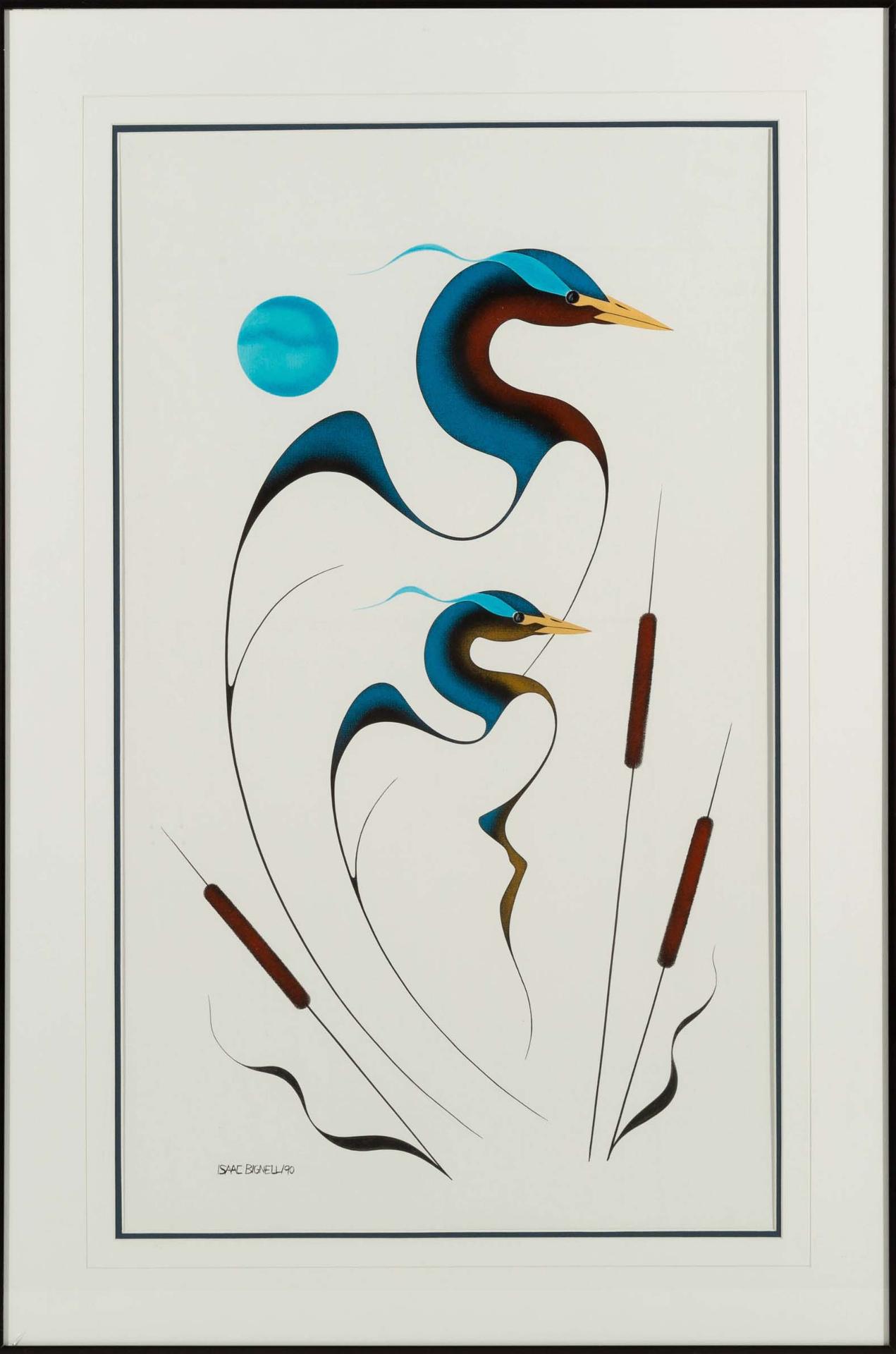 Isaac Bignell (1960-1995) - Untitled (Herons And Bullrushes)