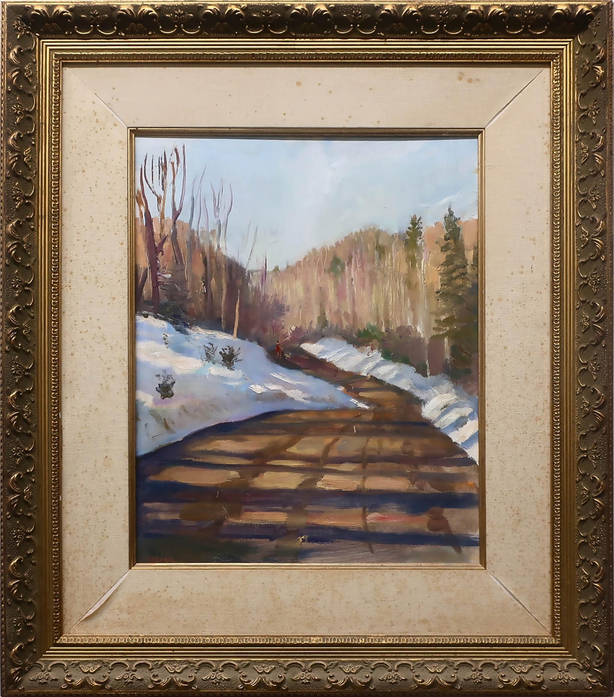 Cyril Leeper - Untitled (Man And Dog On Sunlit Winter Roadway)