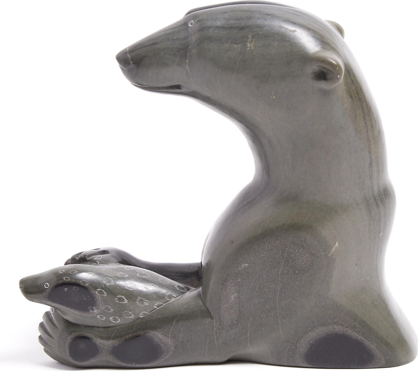 Paul Kavik (1948) - Polar Bear With Seal