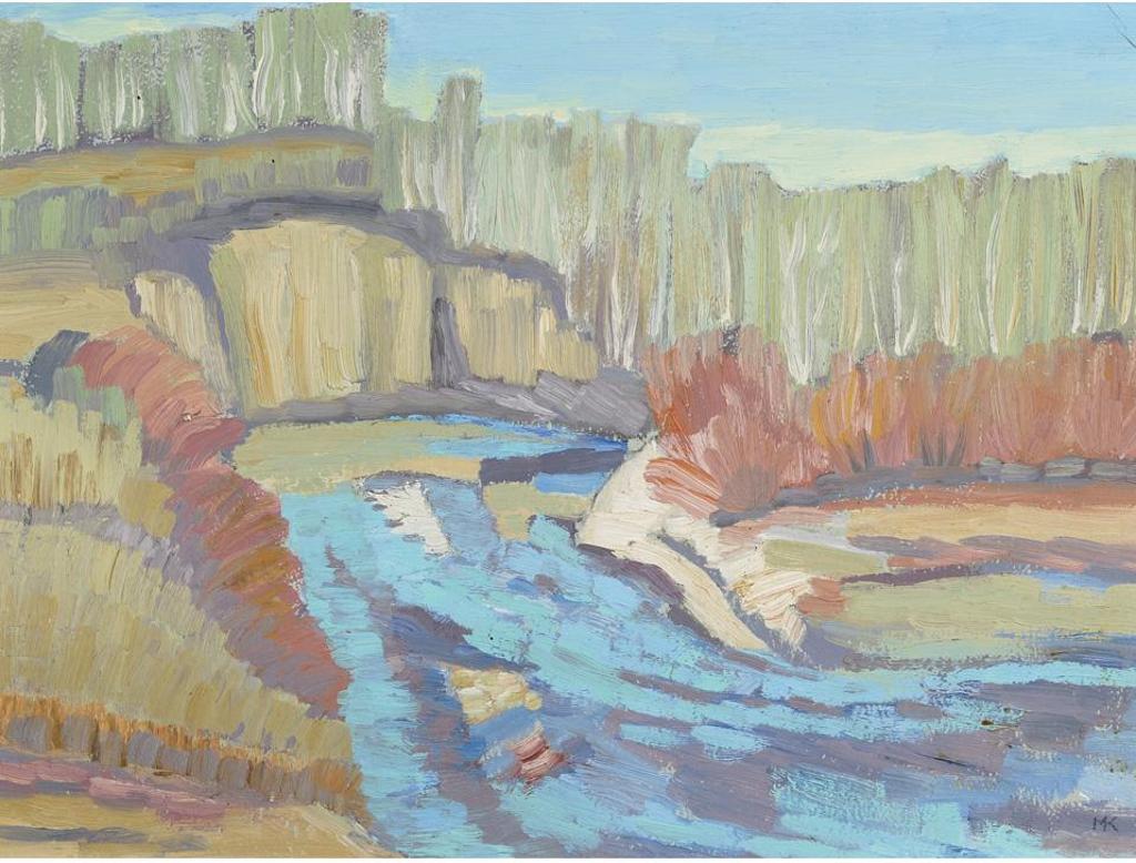 Mary Spice Kerr (1905-1982) - Cut-Bank, Millarville Creek, Spring 1973