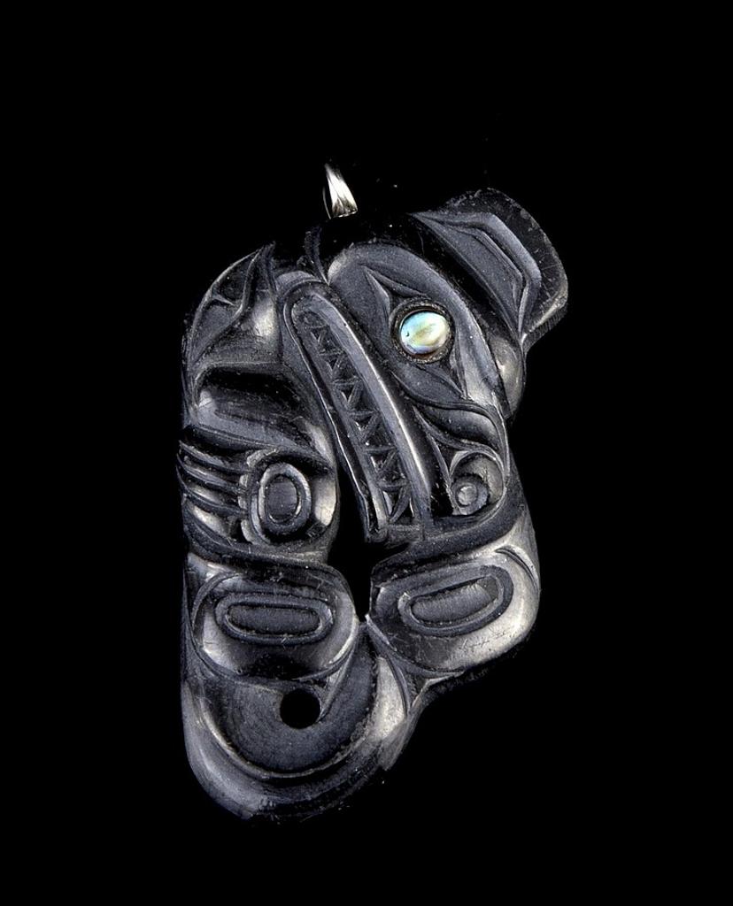 Terry Yeltatzie - a carved argillite pendant of Killer whale