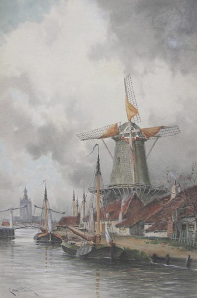 Louis Van Staaten (1836-1909) - Dutch Harbour, Near Middleburgh