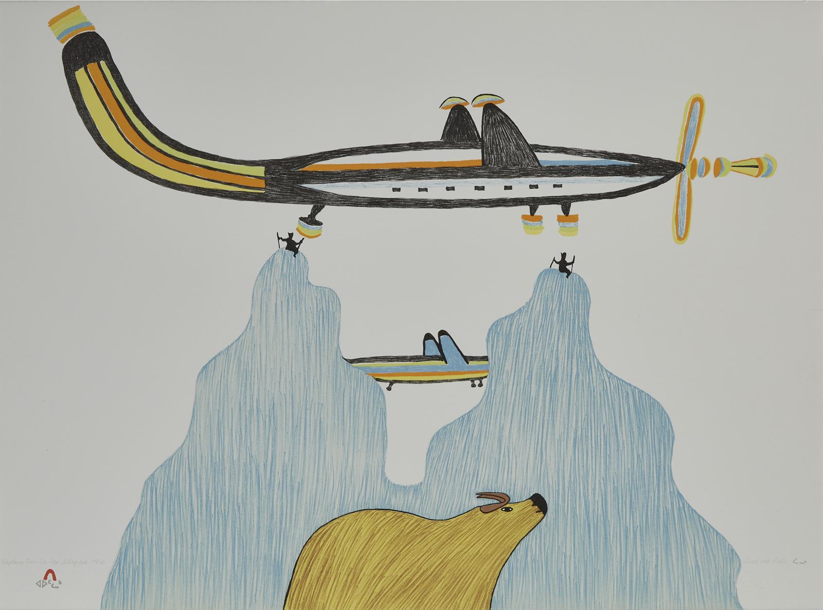 Pudlo Pudlat (1916-1992) - Airplane Over Ice Cap