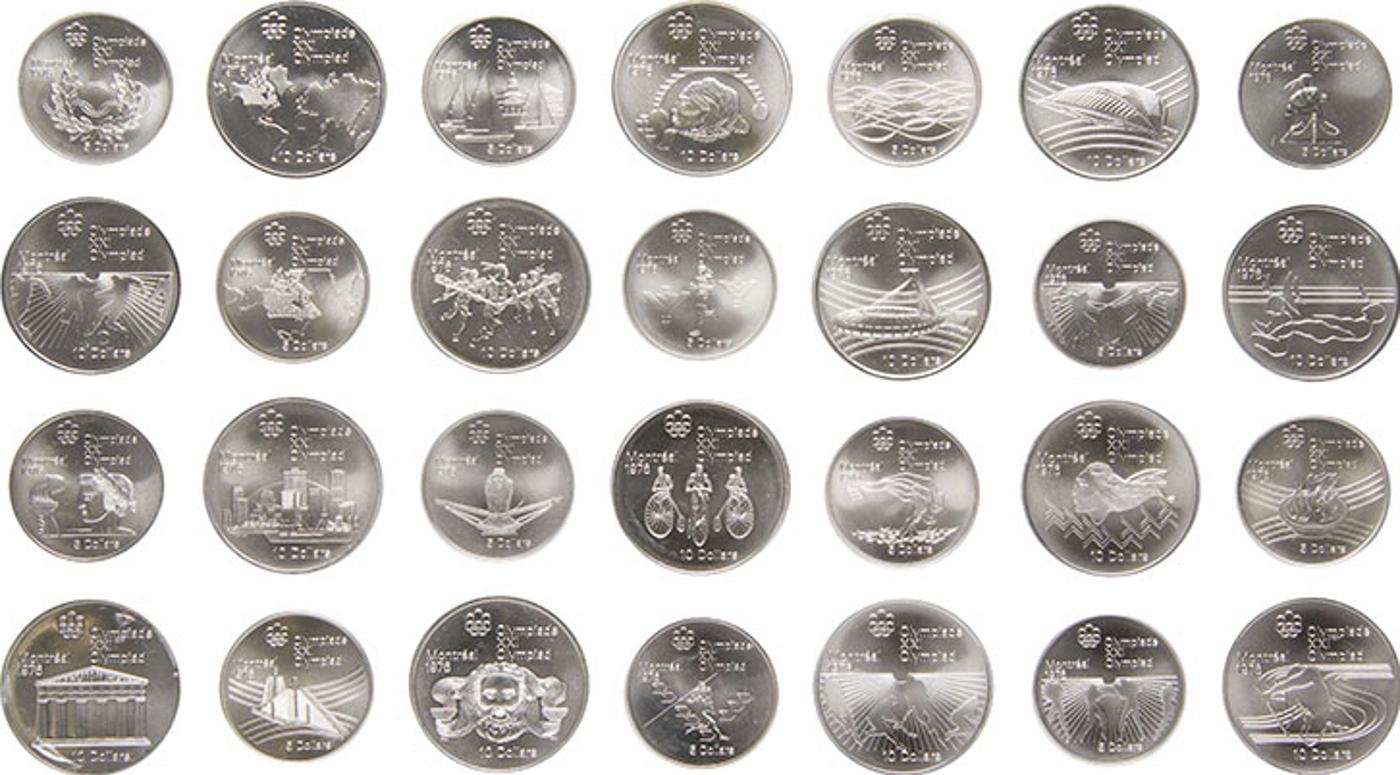 Canada - 28-Piece Elizabeth II Silver Matte Uncirculated Set of $5 and $10, Series I through VII, 