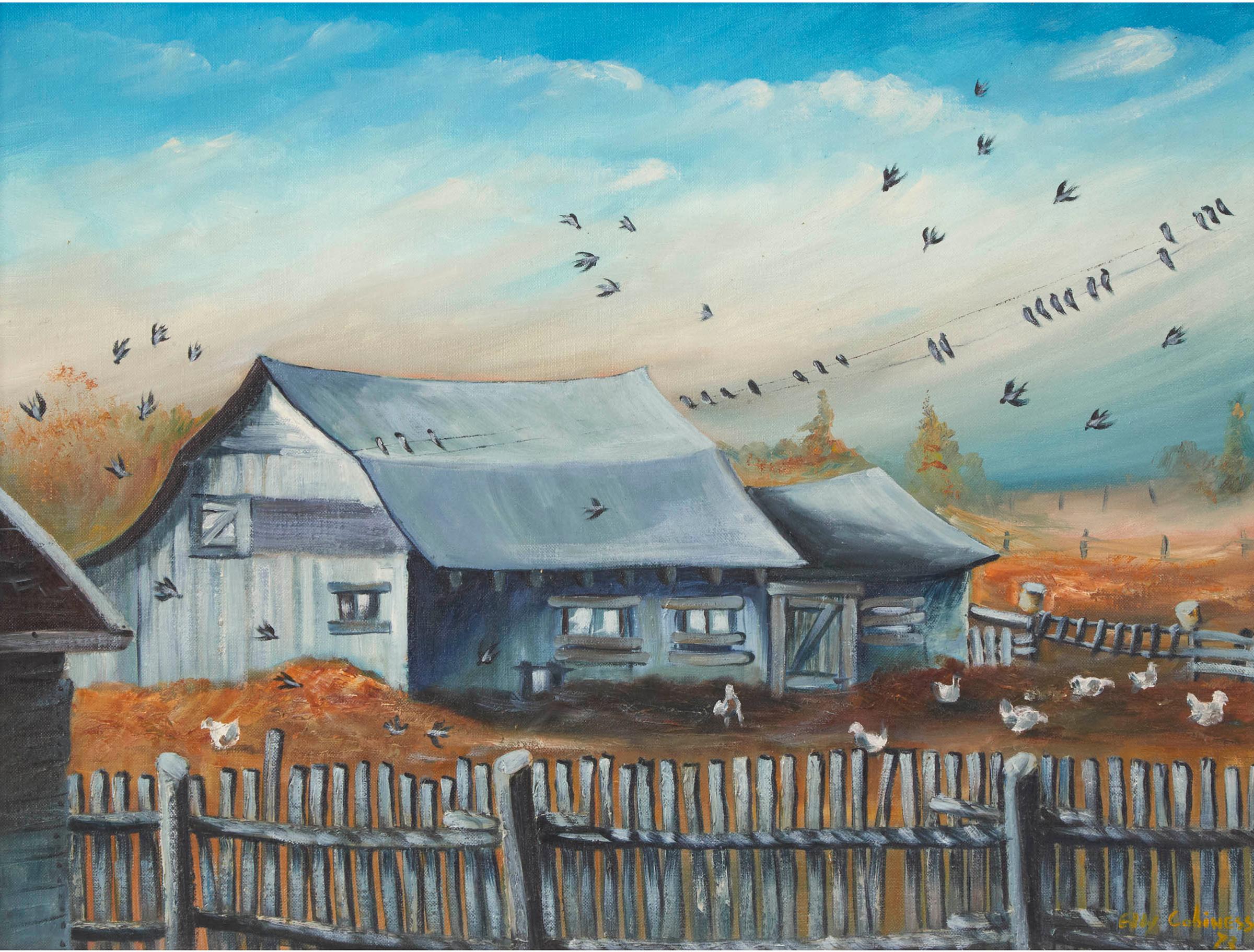 Eddy Cobiness (1933-1996) - Chickens In Farmyard, 1973