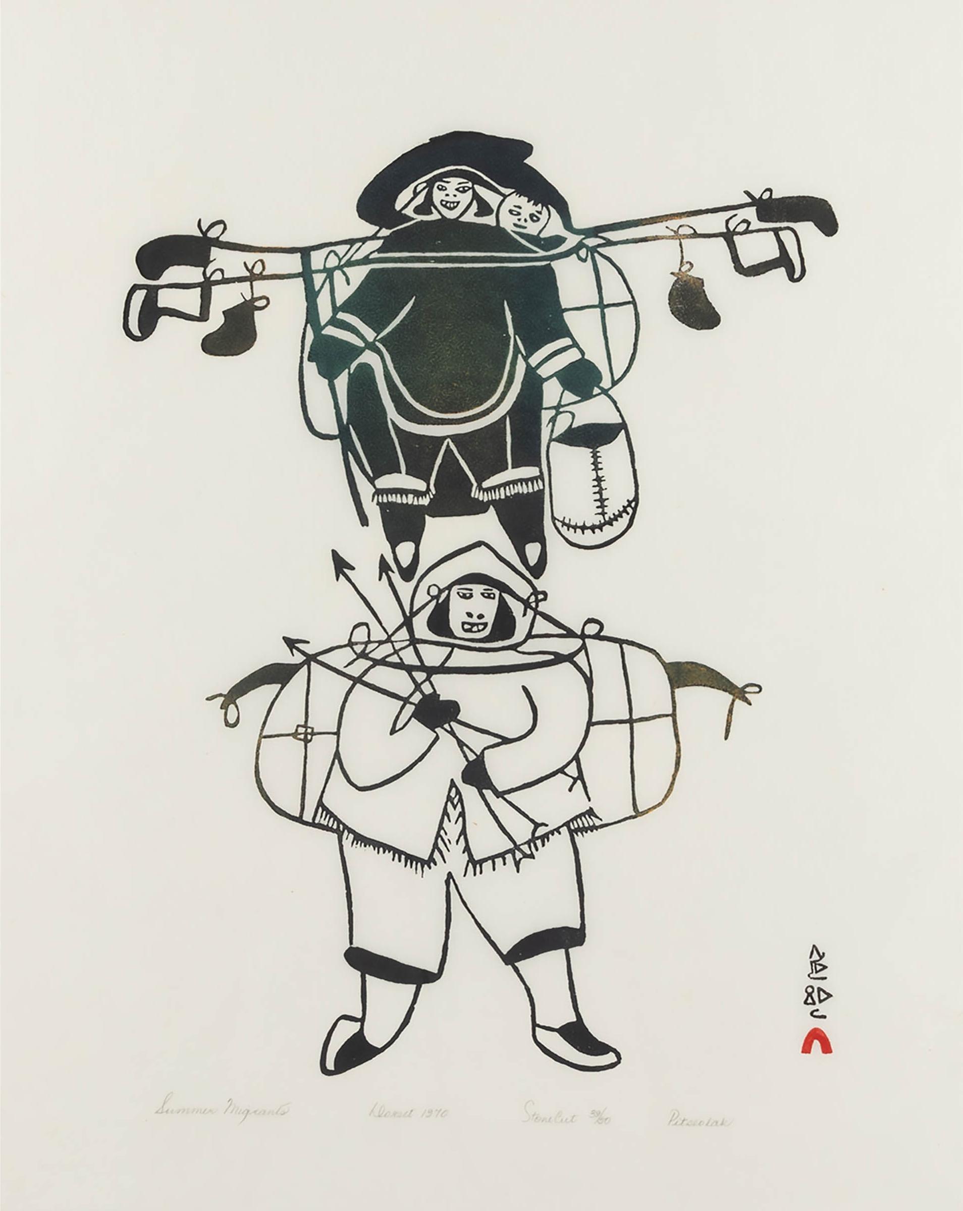 Pitseolak Ashoona (1904-1983) - Summer Migrants, 1970