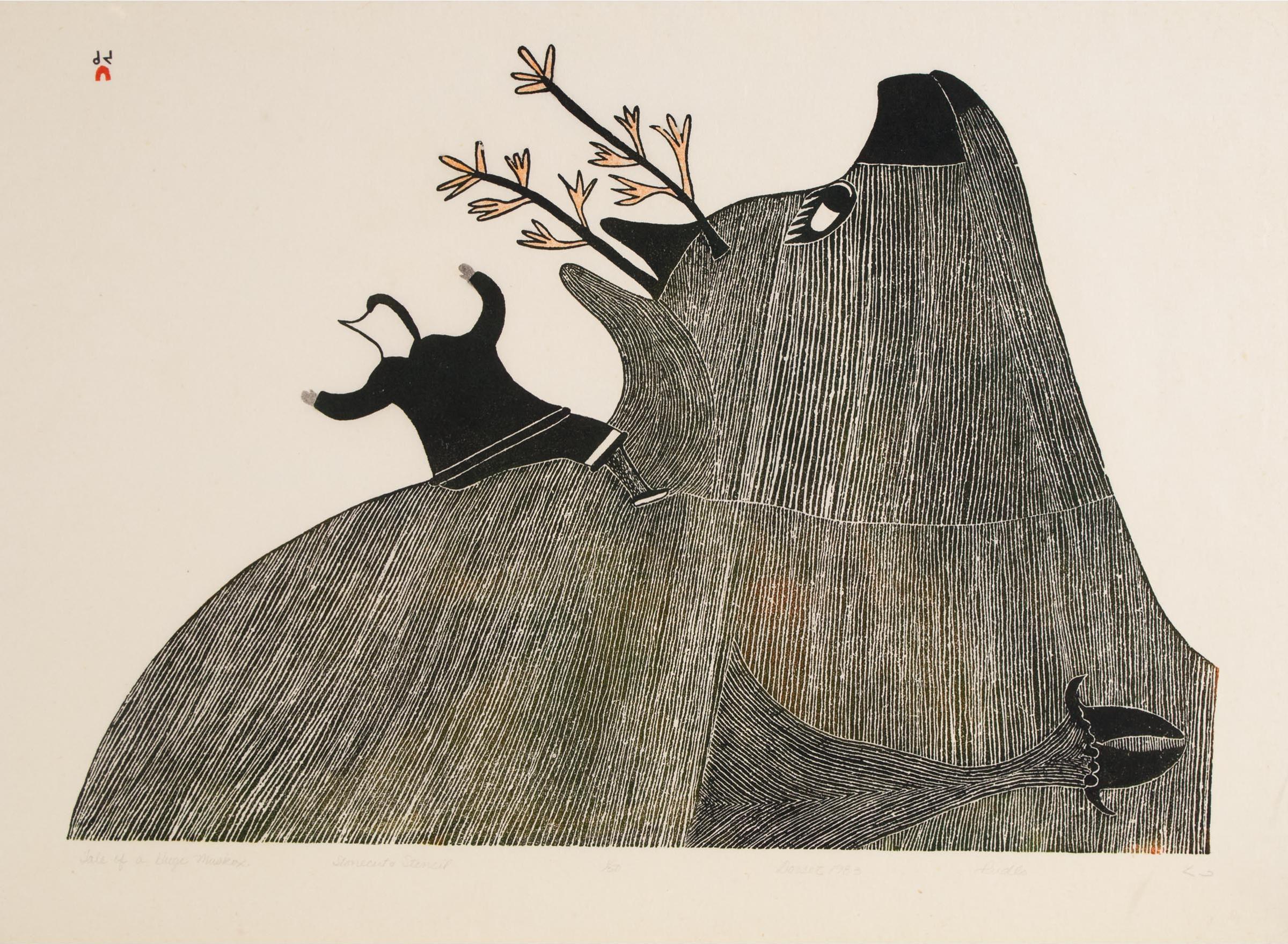Pudlo Pudlat (1916-1992) - Tale Of A Huge Muskox, 1983