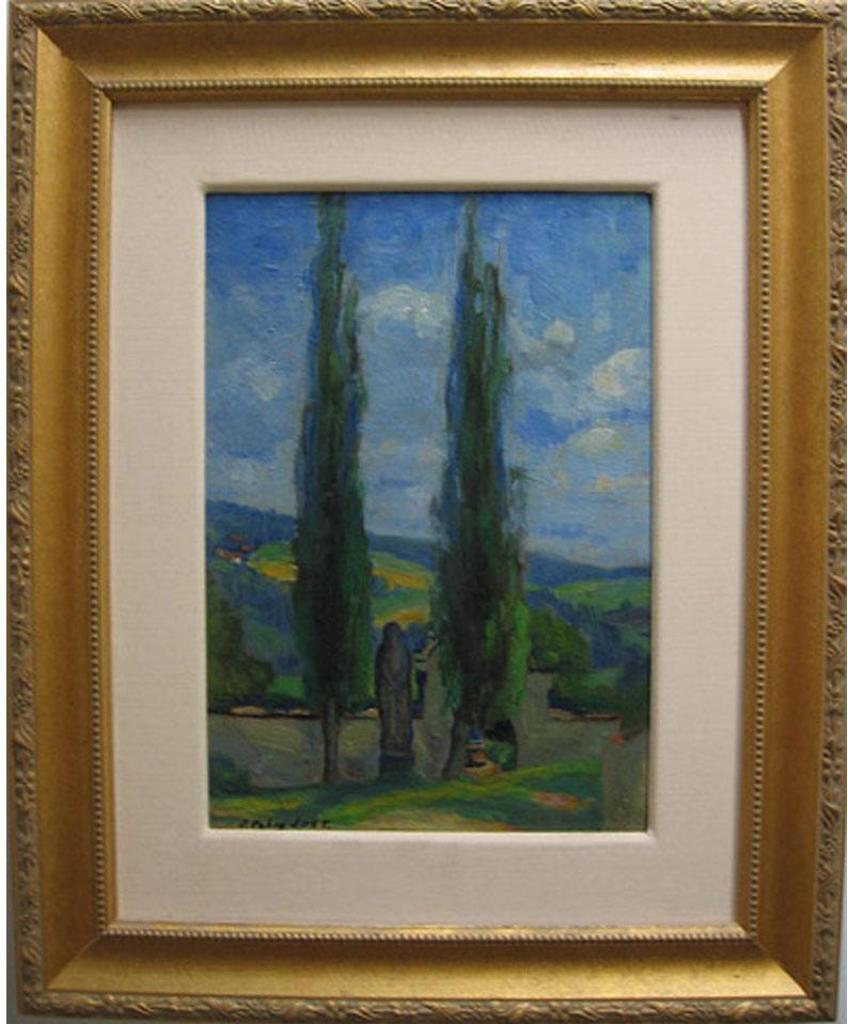 Ottilie Palm Jost - Poplars By Statue