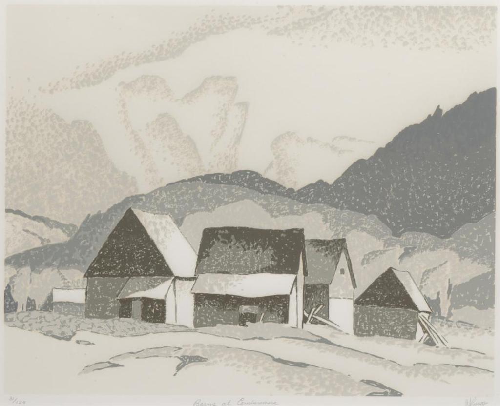 Alfred Joseph (A.J.) Casson (1898-1992) - Barns at Combermere